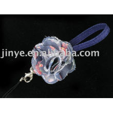 Jean Demin Lanyard com decoração de flores demin